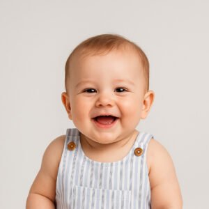 Blue Stripe Short Overalls