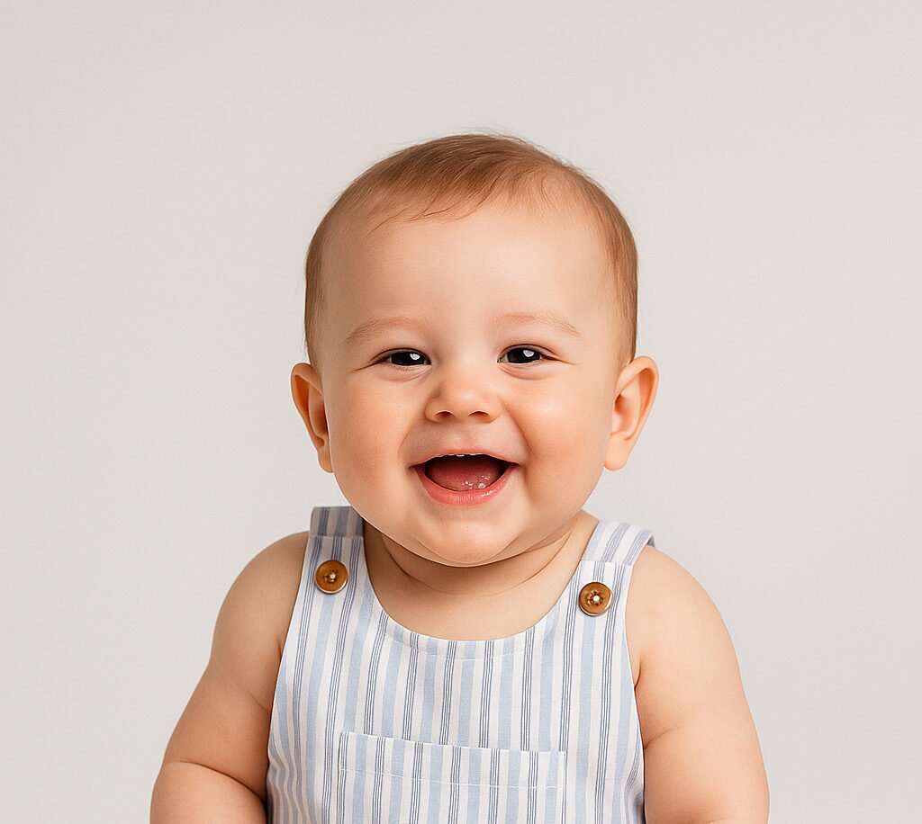 Blue Stripe Short Overalls