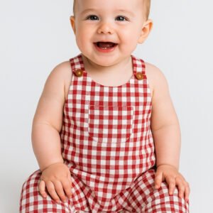 Red Gingham Long Overalls