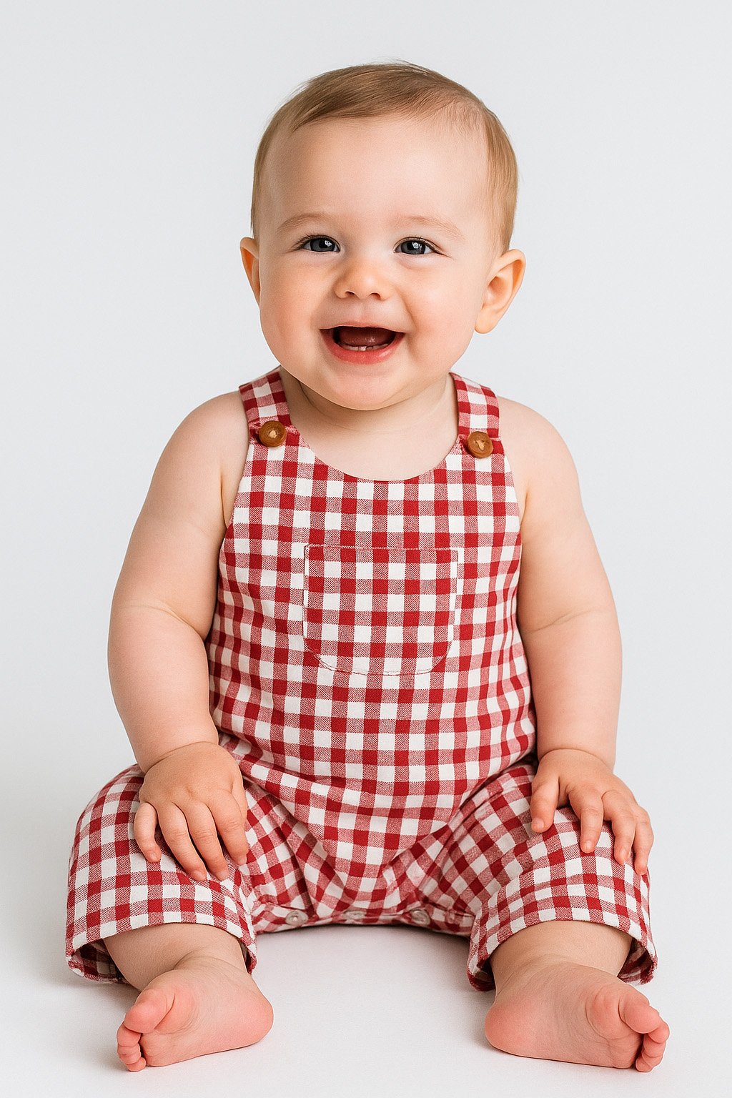 Red Gingham Long Overalls