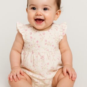 Cream Pink Floral Romper